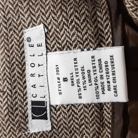 Brown/Tan Tweed Knee Length Wool Skirt, Size 8 - Picture 7 of 8